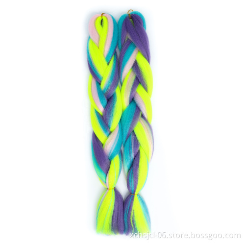 Wholesale Braiding Hair Mix Rainbow Braids Synthetic Jumbo Braids Hair Extension for Women